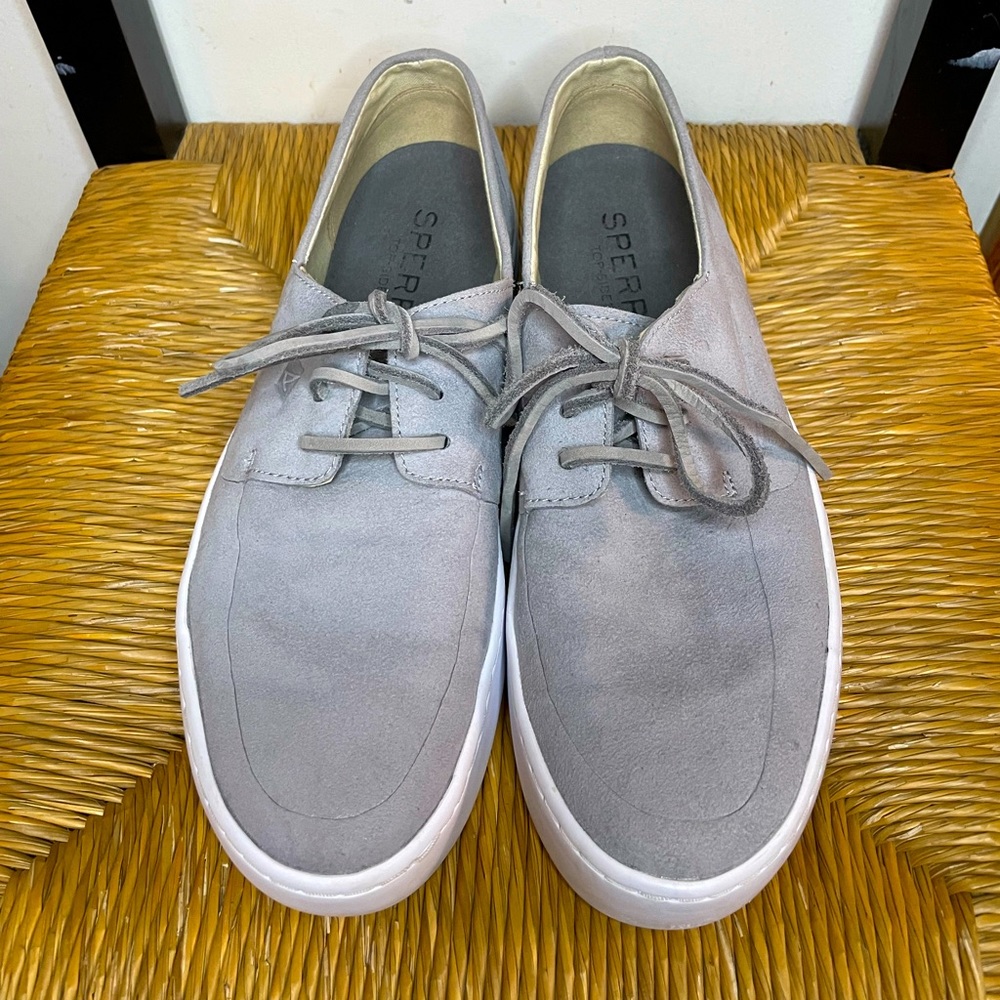 Sperry Topsiders Suede, Stone grey, Size 8.5 Mens